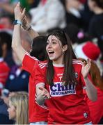 6 May 2023; Cork supporter celebrates their equaliser during the Munster GAA Hurling Senior Championship Round 3 match between Cork and Tipperary at Páirc Uí Chaoimh in Cork. Photo by David Fitzgerald/Sportsfile