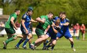 6 May 2023; Ian Staunton of Connacht is tackled by Rob Scully of Leinster during the Interprovincial Juniors match between Leinster and Connacht at Portlaoise in Laois. Photo by Matt Browne/Sportsfile