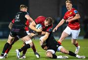6 May 2023; Gavin Coombes of Munster is tackled by Stafford McDowall of Glasgow Warriors during the United Rugby Championship Quarter-Final match between Glasgow Warriors and Munster at Scotstoun Stadium in Glasgow, Scotland. Photo by Paul Devlin/Sportsfile