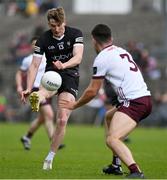 7 May 2023; Pat Spillane of Sligo in action against Seán Kelly of Galway during the Connacht GAA Football Senior Championship Final match between Sligo and Galway at Hastings Insurance MacHale Park in Castlebar, Mayo. Photo by Brendan Moran/Sportsfile