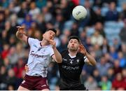 7 May 2023; Ian Burke of Galway is tackled by Nathan Mullen  of Sligo during the Connacht GAA Football Senior Championship Final match between Sligo and Galway at Hastings Insurance MacHale Park in Castlebar, Mayo. Photo by Ray McManus/Sportsfile
