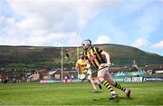 7 May 2023; TJ Reid of Kilkenny in action against Ryan McGarry of Antrim during the Leinster GAA Hurling Senior Championship Round 3 match between Antrim and Kilkenny at Corrigan Park in Belfast. Photo by Ramsey Cardy/Sportsfile