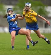 7 May 2023; Eimear Hassett of Laois in action against Kaitlin Egan of Roscommon during the Electric Ireland Minor B All-Ireland Championship Final match between Laois and Roscommon at St. Brendan’s Park in Birr, Offaly. Photo by Tom Beary/Sportsfile