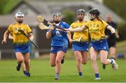 7 May 2023; Tara Lowry of Laois in action against Shauna McDermott of Roscommon during the Electric Ireland Minor B All-Ireland Championship Final match between Laois and Roscommon at St. Brendan’s Park in Birr, Offaly. Photo by Tom Beary/Sportsfile