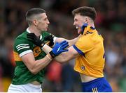 7 May 2023; Paul Geaney of Kerry in action against Cillian Rouine of Clare during the Munster GAA Football Senior Championship Final match between Kerry and Clare at LIT Gaelic Grounds in Limerick. Photo by David Fitzgerald/Sportsfile