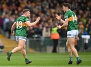 7 May 2023; Dara Moynihan of Kerry, left, celebrates with teammate David Clifford after scoring their side's second goal during the Munster GAA Football Senior Championship Final match between Kerry and Clare at LIT Gaelic Grounds in Limerick. Photo by David Fitzgerald/Sportsfile