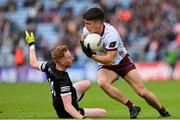 7 May 2023; Seán Kelly of Galway in action against Sean Carrabine of Sligo during the Connacht GAA Football Senior Championship Final match between Sligo and Galway at Hastings Insurance MacHale Park in Castlebar, Mayo. Photo by Ray McManus/Sportsfile