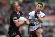 7 May 2023; Brian Cox of Sligo intercepts a pass ahead of Dessie Conneely of Galway during the Connacht GAA Football Senior Championship Final match between Sligo and Galway at Hastings Insurance MacHale Park in Castlebar, Mayo. Photo by Brendan Moran/Sportsfile