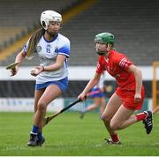 7 May 2023; Kelsie Obanya of Waterford in action against Eimear Duignan of Cork during the Electric Ireland Minor A All-Ireland Championship Final match between Cork and Waterford at UPMC Nowlan Park in Kilkenny. Photo by Stephen Marken/Sportsfile