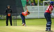 7 May 2023; Lara Maritz of Scorchers bowling during the Evoke Super Series 2023 match between Dragons and Scorchers at Lisburn Cricket Club, Wallace Park in Lisburn, Down. Photo by Oliver McVeigh/Sportsfile