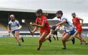 7 May 2023; Ciara Morrrisson of Cork in action against Alannah McNulty of Waterford during the Electric Ireland Minor A All-Ireland Championship Final match between Cork and Waterford at UPMC Nowlan Park in Kilkenny. Photo by Stephen Marken/Sportsfile