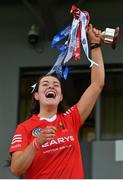 7 May 2023; Cork captain Sinéad Hurley lifts the cup after the Electric Ireland Minor A All-Ireland Championship Final match between Cork and Waterford at UPMC Nowlan Park in Kilkenny. Photo by Stephen Marken/Sportsfile
