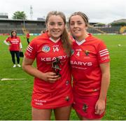 7 May 2023; Emily O'Donoghue, left, and her twin sister Caoimhe O'Donoghue after the Electric Ireland Minor A All-Ireland Championship Final match between Cork and Waterford at UPMC Nowlan Park in Kilkenny. Photo by Stephen Marken/Sportsfile
