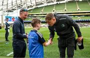 6 May 2023; Match day mascot Leo Kilduff with Garry Ringrose of Leinster before the United Rugby Championship Quarter-Final between Leinster and Cell C Sharks at the Aviva Stadium in Dublin. Photo by Harry Murphy/Sportsfile