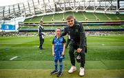 6 May 2023; Match day mascot Elana McKean Fitzgerald with Garry Ringrose of Leinster before the United Rugby Championship Quarter-Final between Leinster and Cell C Sharks at the Aviva Stadium in Dublin. Photo by Harry Murphy/Sportsfile