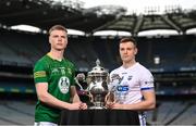 8 May 2023; Matthew Costello of Meath, left, and Dermot Ryan of Waterford during the Tailteann Cup launch at Croke Park in Dublin. Photo by David Fitzgerald/Sportsfile