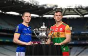 8 May 2023; Paddy Fox of Longford, left, and Darragh Foley of Carlow during the Tailteann Cup launch at Croke Park in Dublin. Photo by David Fitzgerald/Sportsfile
