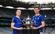 8 May 2023; Paddy Fox of Longford, left, and Padraig O’Toole of Wicklow during the Tailteann Cup launch at Croke Park in Dublin. Photo by David Fitzgerald/Sportsfile