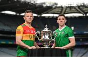 8 May 2023; Darragh Foley of Carlow, left, and Paul Maher of Limerick during the Tailteann Cup launch at Croke Park in Dublin. Photo by David Fitzgerald/Sportsfile