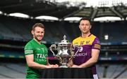 8 May 2023; Declan McCusker of Fermanagh, left, and Eoghan Nolan of Wexford during the Tailteann Cup launch at Croke Park in Dublin. Photo by David Fitzgerald/Sportsfile
