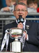 7 May 2023; President of Connacht LGFA Con Moynihan after the TG4 Ladies Connacht Senior Football Championship Final between Mayo and Galway at Hastings Insurance MacHale Park in Castlebar, Mayo. Photo by Ray McManus/Sportsfile