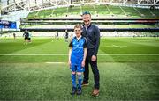 6 May 2023; Match day mascot Leo Kilduff before the United Rugby Championship Quarter-Final between Leinster and Cell C Sharks at the Aviva Stadium in Dublin. Photo by Harry Murphy/Sportsfile