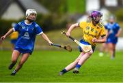 7 May 2023; Siofra Hession of Roscommon in action against Aoife Gee of Laois during the Electric Ireland Minor B All-Ireland Championship Final match between Laois and Roscommon at St. Brendan’s Park in Birr, Offaly. Photo by Tom Beary/Sportsfile