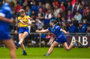 7 May 2023; Hazel Kelly of Roscommon in action against Ava Guilfoyle of Laois during the Electric Ireland Minor B All-Ireland Championship Final match between Laois and Roscommon at St. Brendan’s Park in Birr, Offaly. Photo by Tom Beary/Sportsfile