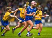 7 May 2023; Lucy Conroy of Laois in action against Ruth Gannon of Roscommon during the Electric Ireland Minor B All-Ireland Championship Final match between Laois and Roscommon at St. Brendan’s Park in Birr, Offaly. Photo by Tom Beary/Sportsfile