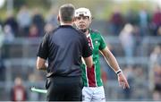 6 May 2023; Robbie Greville of Westmeath remonstrates with referee Kevin Jordan during the Leinster GAA Hurling Senior Championship Round 3 match between Westmeath and Galway at TEG Cusack Park in Mullingar, Westmeath. Photo by Michael P Ryan/Sportsfile