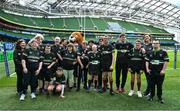 6 May 2023; The De La Salle Palmerston RFC team before the Bank of Ireland Half-Time Minis during the United Rugby Championship quarter-final match between Leinster and Cell C Sharks at the Aviva Stadium in Dublin. Photo by Brendan Moran/Sportsfile