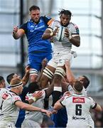 6 May 2023; Vincent Tshituka of Cell C Sharks wins a lineout from Jason Jenkins of Leinster during the United Rugby Championship Quarter-Final between Leinster and Cell C Sharks at Aviva Stadium in Dublin. Photo by Brendan Moran/Sportsfile