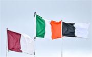 7 May 2023; Flags fly in the wind before the Connacht GAA Football Senior Championship Final match between Sligo and Galway at Hastings Insurance MacHale Park in Castlebar, Mayo. Photo by Brendan Moran/Sportsfile