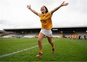 7 May 2023; Cara O'Boyle of Antrim celebrates after her side's victory in the Electric Ireland Minor A Shield All-Ireland Championship Final match between Antrim and Limerick at UPMC Nowlan Park in Kilkenny. Photo by Stephen Marken/Sportsfile