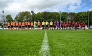 6 May 2023; Players from both sides before the FAI Under 17 Cup Final 2022/23 match between Cherry Orchard FC and St Kevin’s Boys FC at Richmond Park in Dublin. Photo by Tyler Miller/Sportsfile