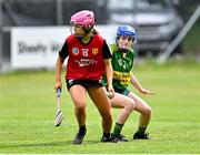 6 May 2023; Amy Morgan of Down in action against Leonie Walz of Kerry the Electric Ireland Minor C All-Ireland Championship Final match between Down and Kerry at Clane GAA in Kildare. Photo by Stephen Marken/Sportsfile