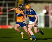 8 May 2023; Sean Kenneally of Tipperary in action against Jack O'Neill of Clare during the oneills.com Munster GAA Hurling U20 Championship Semi Final match between Tipperary and Clare at FBD Semple Stadium in Thurles, Tipperary. Photo by Tom Beary/Sportsfile