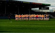 8 May 2023; The Clare team stand for the national anthem prior to the oneills.com Munster GAA Hurling U20 Championship Semi Final match between Tipperary and Clare at FBD Semple Stadium in Thurles, Tipperary. Photo by Tom Beary/Sportsfile