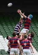7 May 2023; Mick Kearney of Clontarf wins possession in the lineout during the Energia All-Ireland League Men's Division 1A Final match between Clontarf and Terenure at the Aviva Stadium in Dublin. Photo by Harry Murphy/Sportsfile
