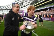 7 May 2023; Paul Murphy and Henry McErlean of Terenure after their side's victory in the Energia All-Ireland League Men's Division 1A Final match between Clontarf and Terenure at the Aviva Stadium in Dublin. Photo by Harry Murphy/Sportsfile