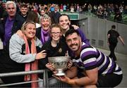 7 May 2023; Jordan Coghlan of Terenure with the trophy after his side's victory in during the Energia All-Ireland League Men's Division 1A Final match between Clontarf and Terenure at the Aviva Stadium in Dublin. Photo by Harry Murphy/Sportsfile