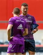 9 May 2023; Shane Daly and Andrew Conway during a Munster Rugby squad training session at Thomond Park in Limerick. Photo by Harry Murphy/Sportsfile