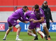 9 May 2023; Munster players, from left, Tadhg Beirne, Fineen Wycherley and Jean Kleyn during a Munster Rugby squad training session at Thomond Park in Limerick. Photo by Harry Murphy/Sportsfile