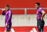 9 May 2023; Jack Crowley and Antoine Frisch during a Munster Rugby squad training session at Thomond Park in Limerick. Photo by Harry Murphy/Sportsfile