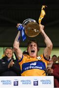 9 May 2023; Clare captain Eoghan Gunning lifts the trophy after his side's victory in the 2023 Electric Ireland Munster GAA Hurling Minor Championship Final  match between Cork and Clare at FBD Semple Stadium in Thurles, Tipperary. Photo by Harry Murphy/Sportsfile
