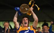 9 May 2023; Clare captain Eoghan Gunning lifts the trophy after his side's victory in the 2023 Electric Ireland Munster GAA Hurling Minor Championship Final  match between Cork and Clare at FBD Semple Stadium in Thurles, Tipperary. Photo by Harry Murphy/Sportsfile