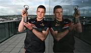 10 May 2023; PwC GAA/GPA Player of the Month for April in hurling, John Conlon of Clare, with his award at PwC’s offices in Cork. Photo by Eóin Noonan/Sportsfile