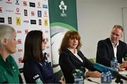 10 May 2023; Chair of the Women's Subcommittee Fiona Steed, second from right, with, from left, IRFU Head of Equity, Diversity and Inclusivity Anne Marie Hughes, left, with IRFU Head of Women's Performance and Pathways Gillian McDarby and IRFU Chief Executive Officer Kevin Potts during the IRFU Women In Rugby press briefing at the IRFU High Performance Centre at the Sport Ireland Campus in Dublin. Photo by David Fitzgerald/Sportsfile