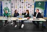 10 May 2023; IRFU Chief Executive Officer Kevin Potts, right, with, from left, IRFU Head of Equity, Diversity and Inclusivity Anne Marie Hughes, IRFU Head of Women's Performance and Pathways Gillian McDarby and Chair of the Women's Subcommittee Fiona Steed during the IRFU Women In Rugby press briefing at the IRFU High Performance Centre at the Sport Ireland Campus in Dublin. Photo by David Fitzgerald/Sportsfile