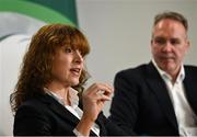 10 May 2023; Chair of the Women's Subcommittee Fiona Steed, left, and IRFU Chief Executing Officer Kevin Potts during the IRFU Women In Rugby press briefing at the IRFU High Performance Centre at the Sport Ireland Campus in Dublin. Photo by David Fitzgerald/Sportsfile